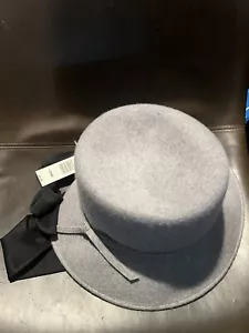 Vintage Women’s Fedora Grey Wool Felt NWT Kmart Attached Scarf Tie - Picture 1 of 5