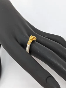 Anillo 5 mm ancho plata 925 y oro 750 diamante oro arrugado llamas - Imagen 1 de 5