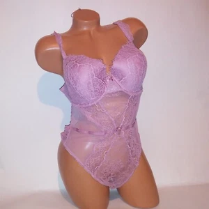 Victoria Secret Lencería Peluche Una Pieza Body Rosa Encaje Forrado Tazas Nuevo - Imagen 1 de 21