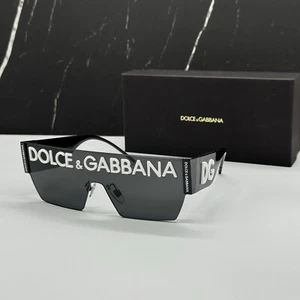 NEW DG2233 01/87 DOLCE&GABBANA BLACK SHIELD UNISEX SUNGLASSES - Picture 1 of 12
