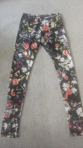 Alexander McQueen Flower Printed Stretch Leggings Trousers Size Uk8 Xs - Picture 1 of 9