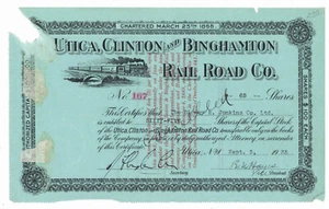 Utica, Clinton und Binghamton Rail Road Company. Aktienzertifikat. 1935 - Bild 1 von 1