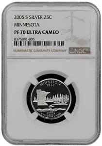 2005 S Proof Minnesota quarter graded by NGC PF 70 ULTRA CAMEO - Picture 1 of 2
