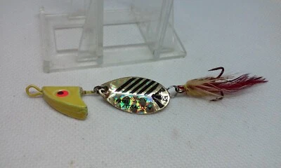 Señuelo de pesca giratorio en línea de 1 1/2" amarillo/oro atracción fatal South Bend de colección Foto 1 de 4