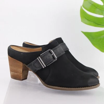 Zapato informal cómodo Vionic Cheyenne Mule para mujer talla 9,5 negro nobuck tacón bloque Foto 1 de 4