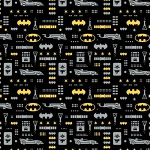 BATMAN DC COMIC JUSTICE LEAGUE BAT MOBILE BATSHIELD 100% COTTON FABRIC QUILTING - Picture 1 of 1