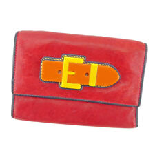 miumiu Wallet Purse Trifold Red Black Woman unisex Authentic Used T4417