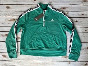 ADIDAS 1/4 ZIP PULLOVER JACKET GREEN YOUTH GIRLS MEDIUM NEW WITH TAGS