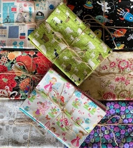 Fabric Fat Quarter Bundle Variations. Set of 6 Quality 100% Cotton Fat Quarters - Picture 1 of 5