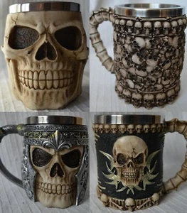 Taza jarra calavera 3D de metal gótico cerveza Stein taza de té de café esqueleto de terror gótico - Imagen 1 de 21