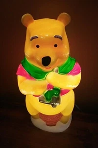 Disney Winnie the Pooh Christmas Blow Mold Yard Ornament Hunny Pot Gold Bell 17" - Picture 1 of 12