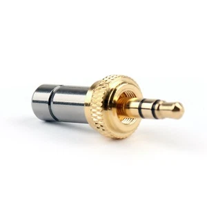 1x Mini 3.5mm Screw Locking Stereo Jack Plug Gold Plated 3.7mm Per Sennheiser H7 - Zdjęcie 1 z 5
