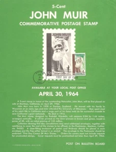 #1245 5c John Muir Stamp Poster-Unofficial Souvenir Page Flat - Picture 1 of 1