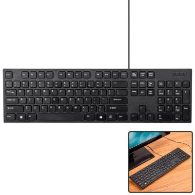 Slim Wired USB Keyboard Low Profile Home Office Desktop PC Computer Laptop Black - Image 1 of 4