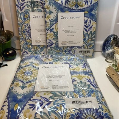 SET 4 Cuddledown Blue Medallion Full Duvet Cover 2 Std Shams 1 Standard Queen PC - Image 1 of 4