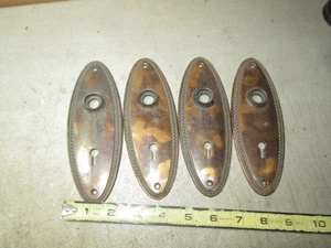 4 Vintage ovale viktorianische Türklinken-Rückplatten Bronze nicht magnetisch Kupfer-Finish - Bild 1 von 18