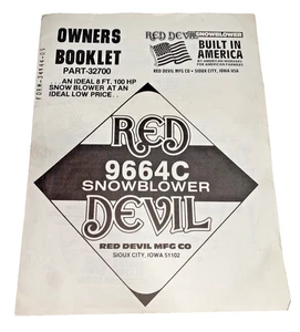 USED OWNERS BOOKLET FOR RED DEVIL SNOWBLOWER 9664C 32700 - Bild 1 von 1