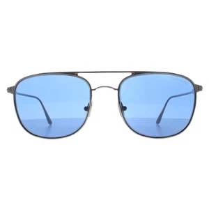 Tom Ford Sunglasses Jake FT0827 14V Shiny Light Ruthenium Blue - Picture 1 of 3