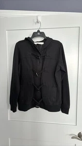 Sonoma Zipper & Toggle Close Sweatshirt Hoodie in Black Size L With Pockets - Picture 1 of 7