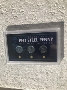 1943 Complete Steel Penny Mint Mark Collection Set of Three Coins PDS UNC Sealed - Picture 1 of 5