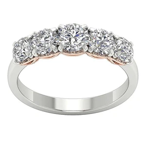 Solitaire Five Stone Engagement Ring Lab Grown Diamond VS F 1.85 Carat 14K Gold - Picture 1 of 11