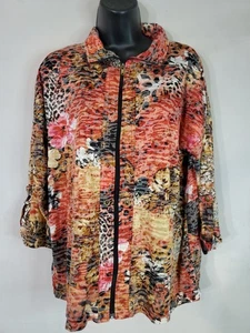 Vintage Onique Casuals Lightweight Jacket Women's Size XL Safari Print Full Zip - Picture 1 of 15