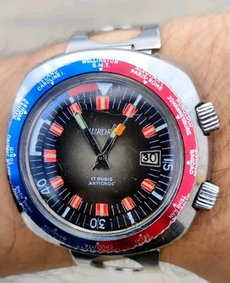 🎩Orologio Aurore Diver Pepsi GMT De Luxe SkinDiver Sub Vintage Super Rally - Immagine 1 di 4