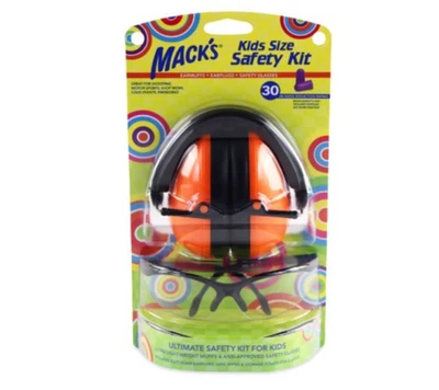 Kit de gafas de seguridad dobles para niños Mack's Shooters con orejeras (naranja) #4478 Foto 1 de 2