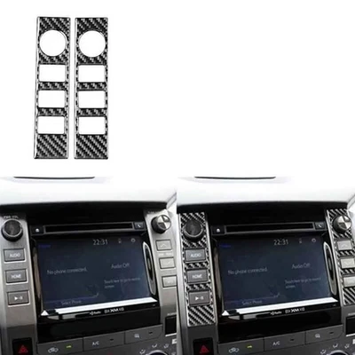 Central Volume Button Panel Carbon Fiber Cover Trim For TOYOTA TUNDRA 2014-2018 - Image 1 of 4