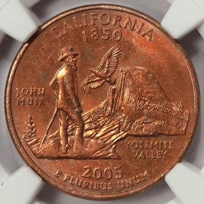 2005 NGC MS64 Missing Clad Layer California Quarter Mint Error Red Copper Wow - Image 1 of 4