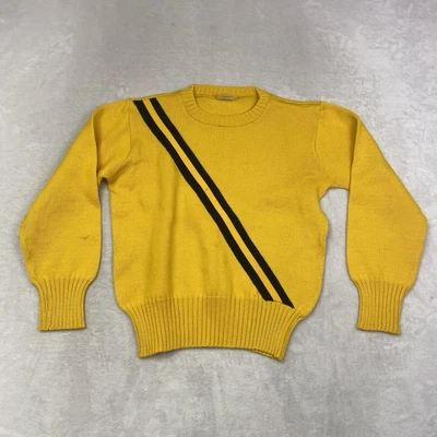 Suéter De Colección Jean Lee Lana M Amarillo Negro Rayas Tejido Diagonal Hecho en EE. UU. Foto 1 de 4