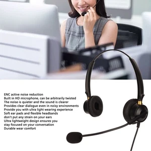 Telephone Headset ENC Active Noise Reduction Dual Ear Volume Adjustable Mute FY - Afbeelding 1 van 22