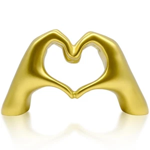 Gold Heart Hands Sculpture, Love Gesture Statue Home Decor, Wedding Ornaments... - Picture 1 of 7