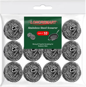 10 Pcs Stainless Steel Scrubbers,Dish Scrubbers,Steel Wool Scrubbers for Cleanin - Picture 1 of 12