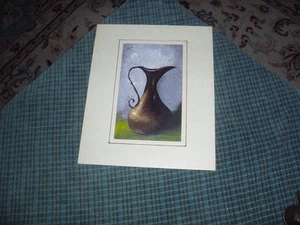 Vintage ORIGINAL STILL LIFE PITCHER OIL PAINTING Matted & Signed: Vivirito - Picture 1 of 4