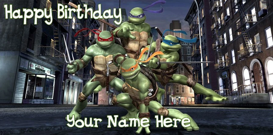 Баннер на день рождения персонализированный 4 фута x 2 фута черепашки-ниндзя подростковые мутанты TMNT  - Изображение 1 из 1