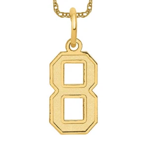 14K Solid Yellow Gold Number 8 Necklace - Picture 1 of 12