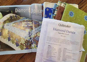Quiltmaker Diamond Dance 72"x72" Topper Throw Quilt Kit patrón tela QM121005 - Imagen 1 de 12