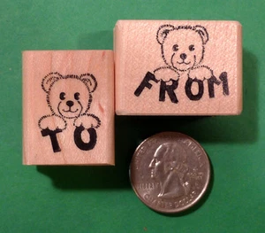 Juego de (2) estampillas de goma montadas en madera de peluche y peluche - Imagen 1 de 2