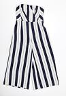 H&M Womens Blue Striped Polyester Jumpsuit One-Piece Size 10 Zip