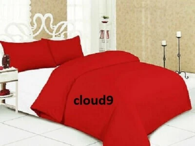 SCALA~BEDDING 1000 TC Luxury Hotel Quality Bedding Set All UK Size Egyptian Cotton Red Solid