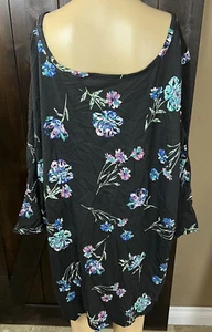 Women’s Black Flower Print Top Woman Within Size 1X 22/24 - Picture 1 of 5
