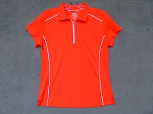 Slazenger Golf Damen Medium fluoreszierend hellorange Kurzarm 1/4 Reißverschluss Shirt - Bild 1 von 4