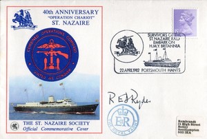 WW2 St Nazaire raid commander R.E.D Ryder VC signed cover - UACC DEALER