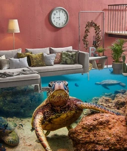 Piedra tortuga 3D 1260 piso papel tapiz murales impresión de pared calcomanía Reino Unido Zoe - Imagen 1 de 5