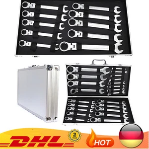 Juego de llaves de trinquete articuladas anillo boca juego de llaves 6-32 mm herramienta 22 piezas DHL - Imagen 1 de 20
