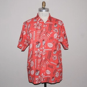NWT Wes and Willy sz Large Georgia Bulldogs Nantucket Red Hawaiian Shirt - Picture 1 of 6