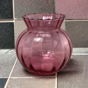 Cranberry Pilgrim Glass Ball Vase 5" Vintage - Picture 1 of 12