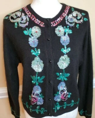 Suéter Vintage Athentico Forenza Para Mujer Lentejuelas Seda/Nylon/Angora Talla M  Foto 1 de 4