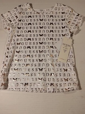 Camisa Blanca/Mariposas Doradas + Logo Guess Girl Talla 6 NUEVA CON ETIQUETAS “GUESS GIRL”. Nuevo, lindo, bonito Foto 1 de 4